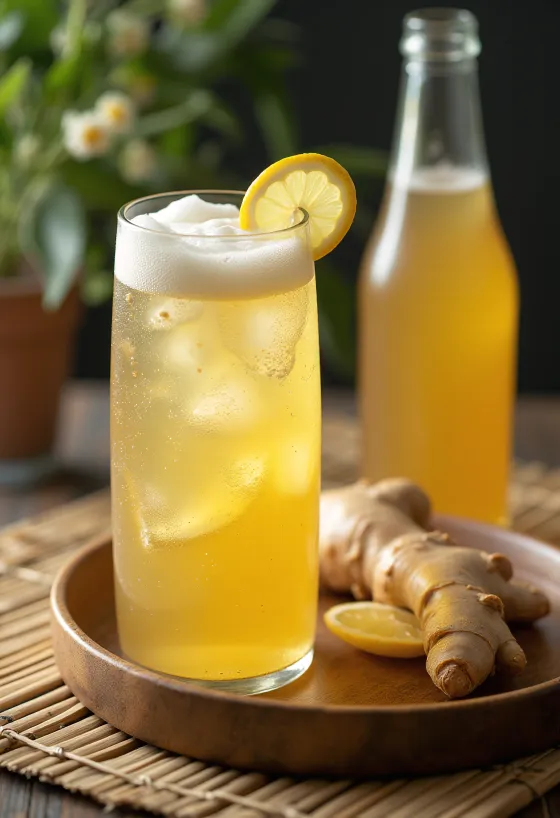 Ginger beer servita con limone e ghiaccio