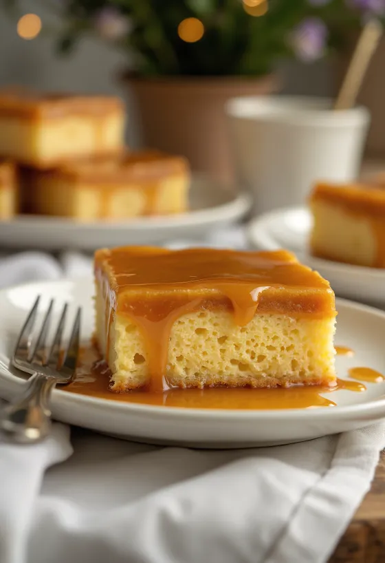 Dolce al caramello servito