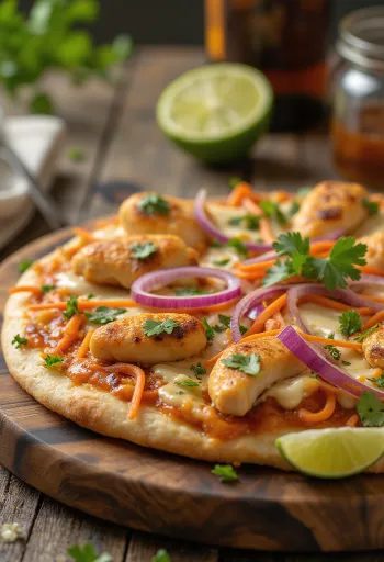 Thai chicken pizza con salsa di arachidi e verdure