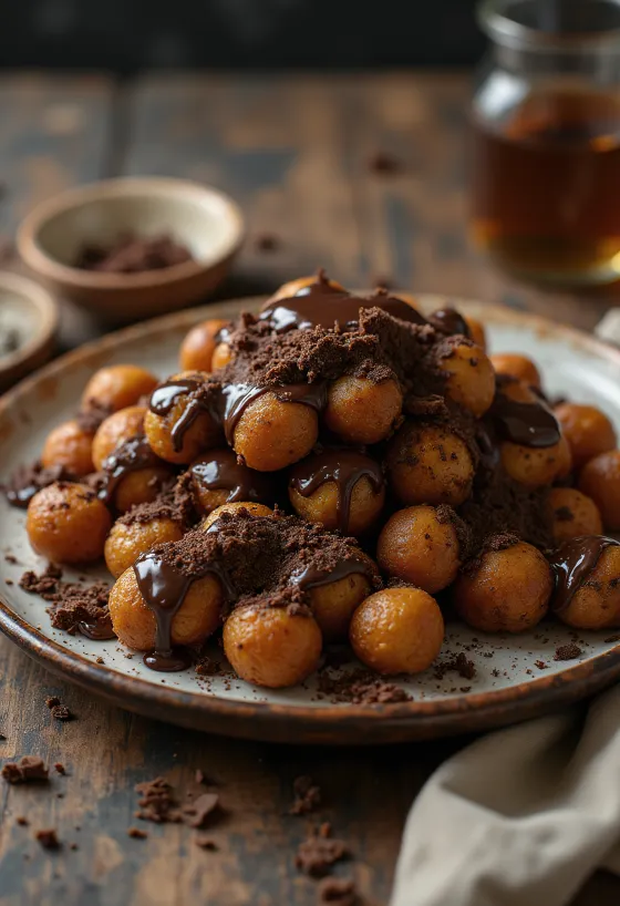 Chak-chak al cioccolato, dolce croccante ricoperto di cioccolato