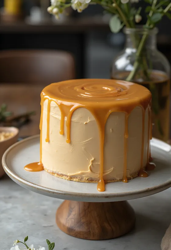 Torta al caramello servita