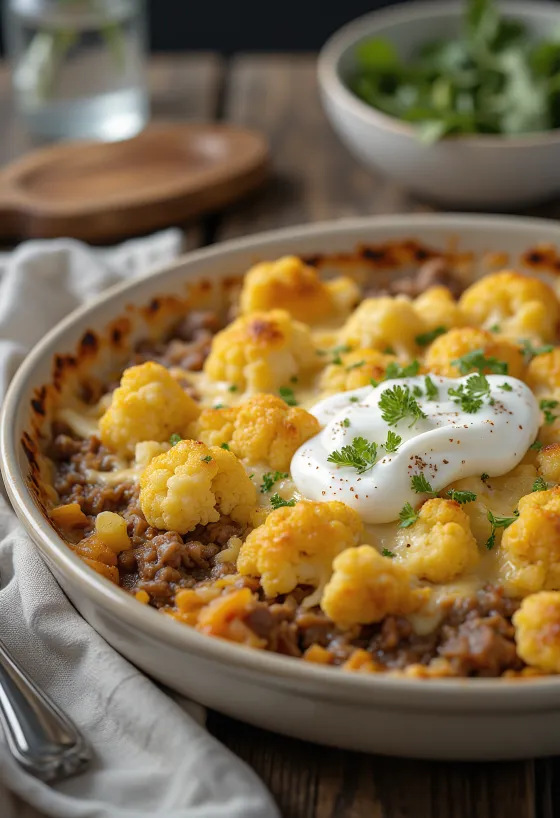 Sformato di cavolfiore con carne macinata e formaggio