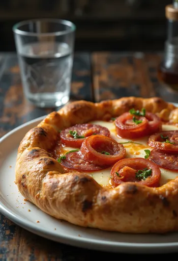 Pizza diavola piccante con bordo ripieno di formaggio