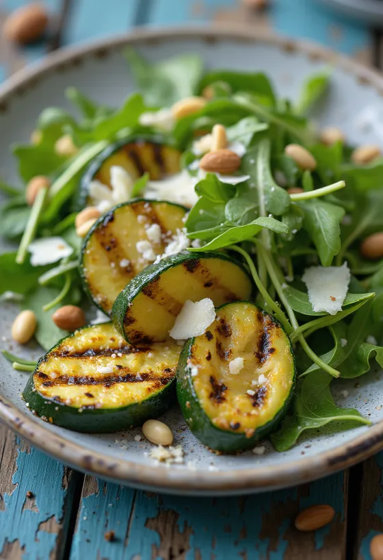 Insalata di zucchine grigliate con rucola e parmigiano
