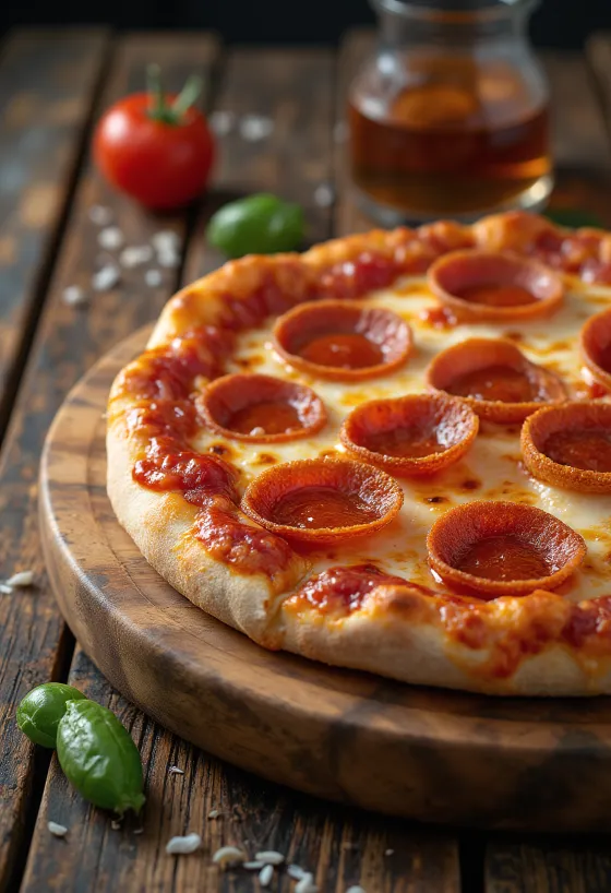 Pizza Americana con pepperoni e mozzarella