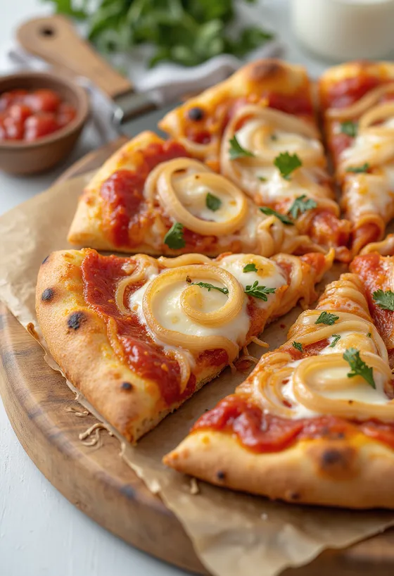 Pizza con Cipolla e mozzarella