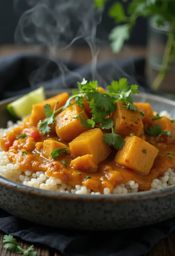 Curry di Zucca con Base di Quinoa