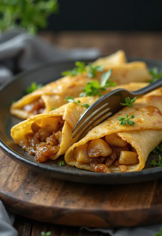 Crespelle ripiene di tofu appena sfornate