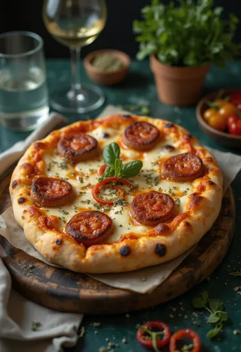 Pizza diavola vegana con salsiccia vegetale