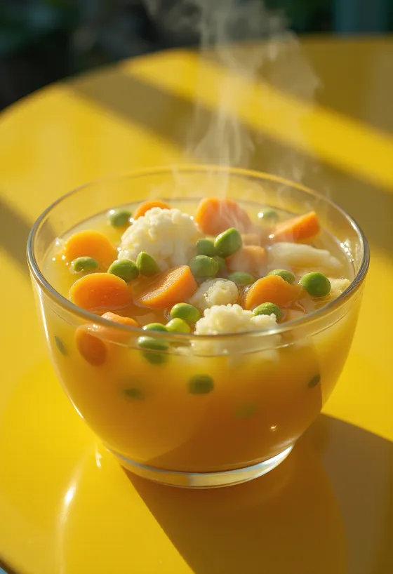 Zuppa di verdure fresca servita con carote, sedano e prezzemolo