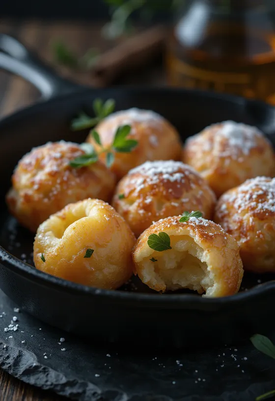 Æbleskiver senza glutine, dorati, con interno soffice e crosta croccante