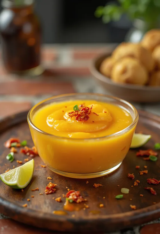 Salsa mango e lime servita con pollo grigliato