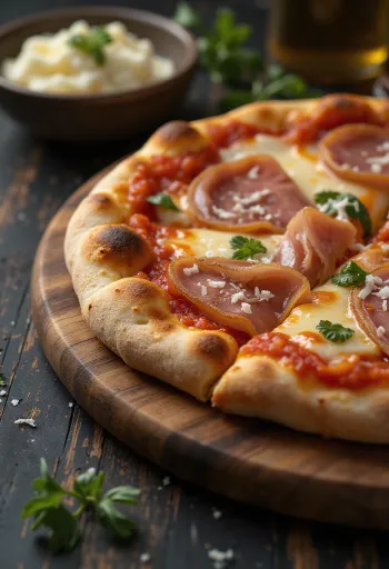 Pizza con Pancetta e formaggio