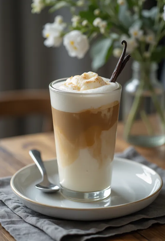 Latte alla vaniglia servito fresco