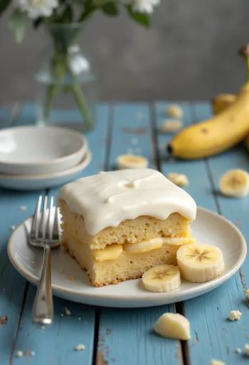 Torta alla crema di ricotta e banana servita elegantemente