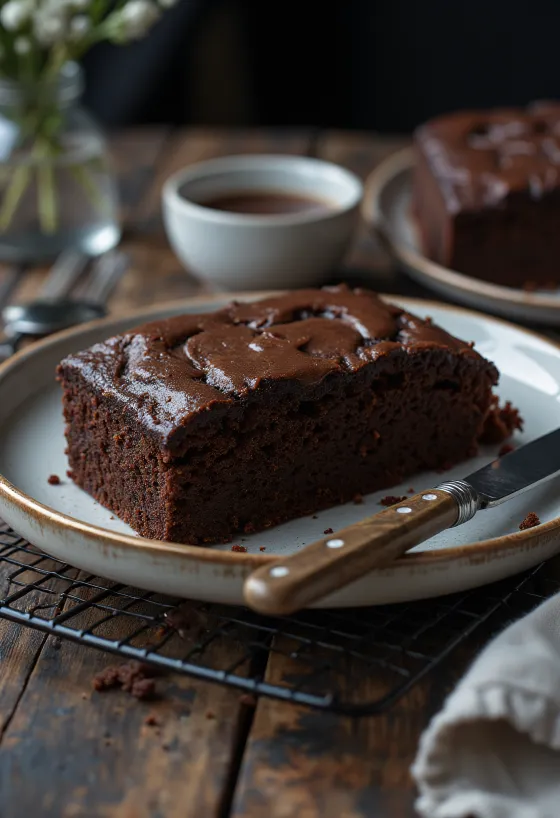 Torta al cioccolato classica servita
