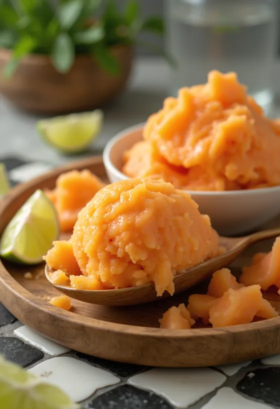 Sorbetto alla papaya dessert rinfrescante fatto in casa
