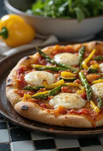 Pizza Primavera con verdure primaverili e basilico