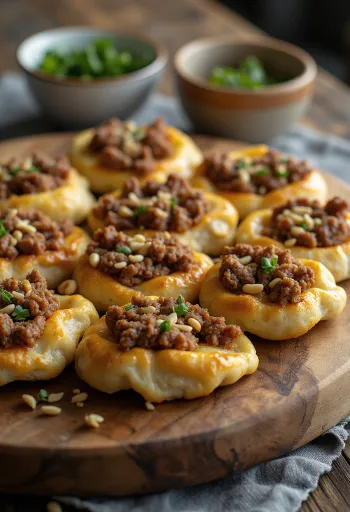 Sfiha servita con prezzemolo fresco e insalata