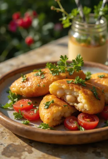 Acarajé con vinaigrette, decorato con coriandolo fresco