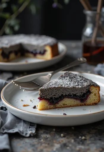 Torta classica ai semi di papavero servita