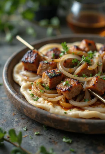 Spiedini Shashlik serviti con verdure grigliate