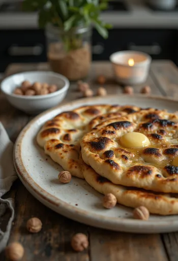 Naan con crema di nocciole servito
