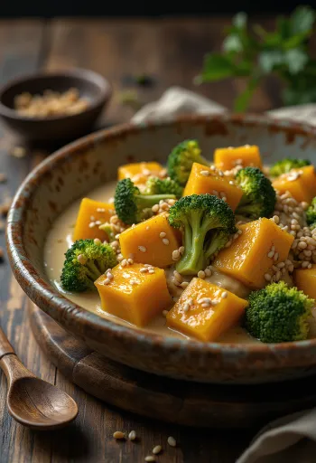 Curry di Zucca e Broccoli al Tahina