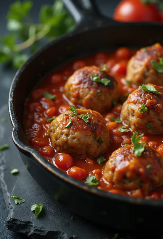 Polpette al sugo servite
