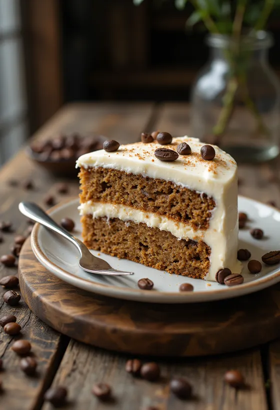 Torta al caffè e mascarpone servita