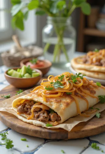 Lahmacun alla cipolla, servito con impasto fresco e ripieno di carne speziata