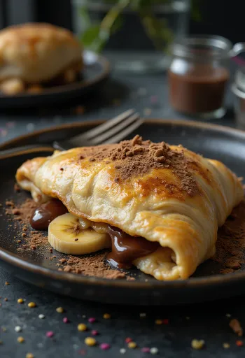 Calzone banana e crema di nocciole aperto sul piatto