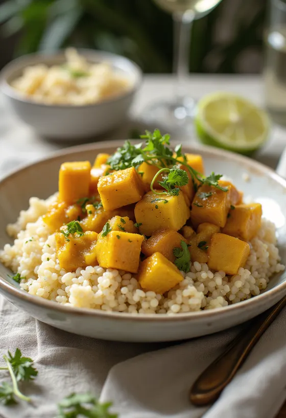Curry di Zucca e Tofu al Lime con Quinoa