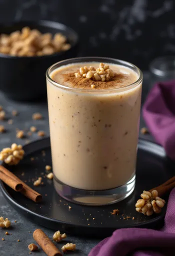 Smoothie alle noci e zenzero nel bicchiere