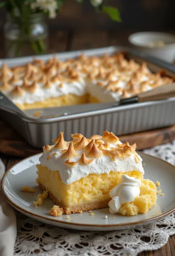 Trancio al cocco e meringa servito