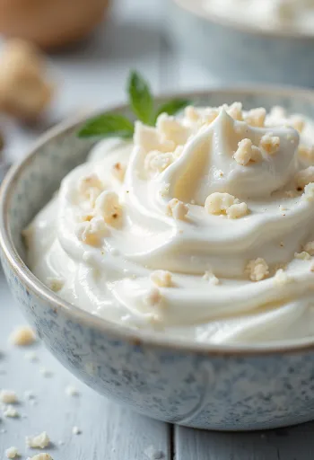 Salsa allo yogurt con menta e panna servita