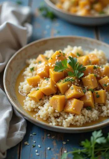 Curry di quinoa e zucca con tahina
