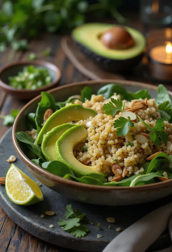 Buddha bowl di quinoa con avocado e lime