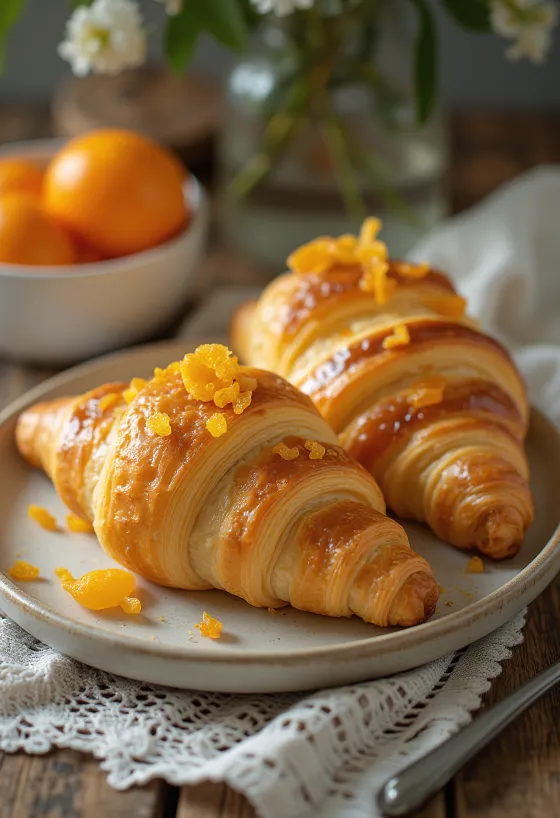 Croissant all'arancia candita serviti