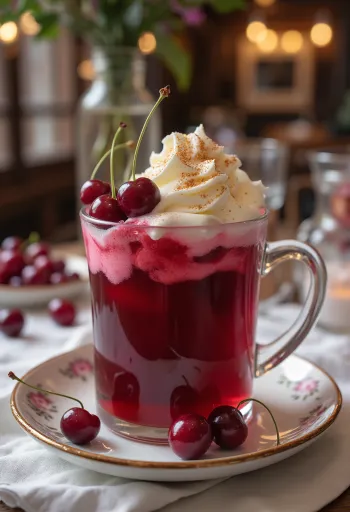 Sidro dolce alle ciliegie servito in bicchiere