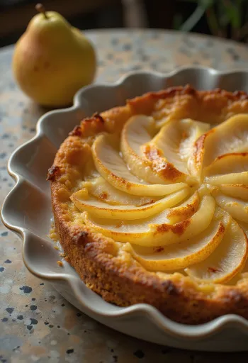 Torta di pere servita