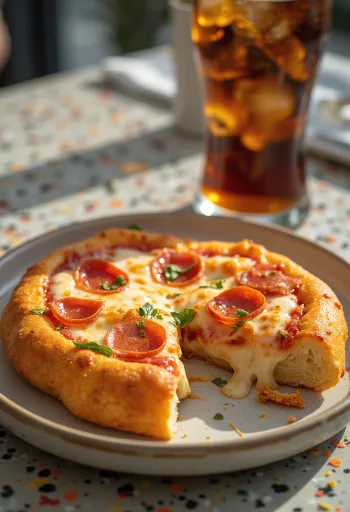 Hotteok alla pizza servito con formaggio, salsa di pomodoro e peperoni