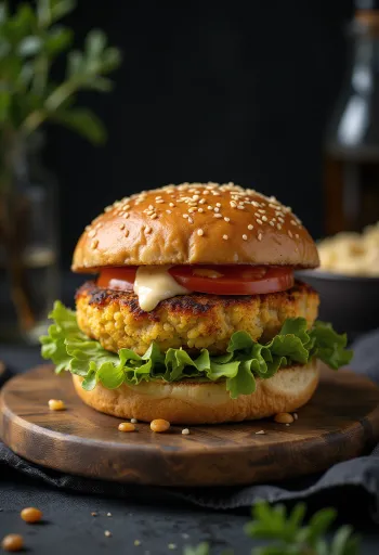 Burger vegano di cavolfiore servito