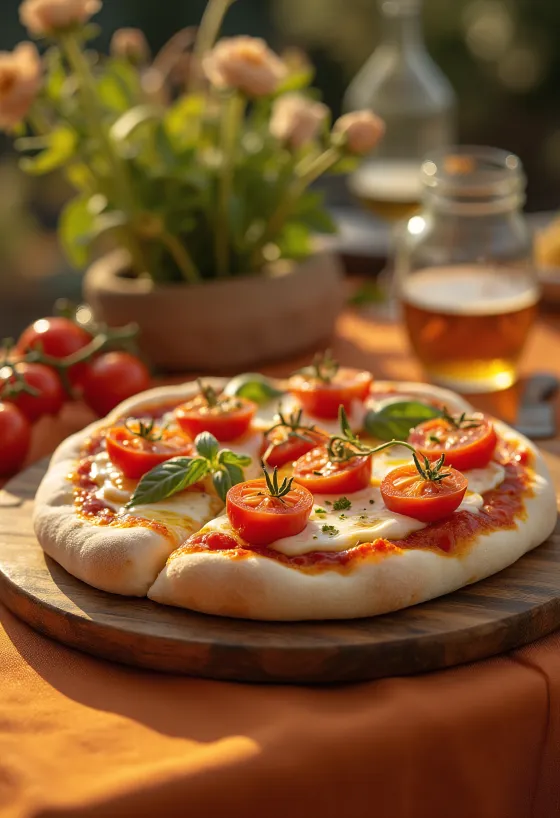 Pizza con Pomodorini freschi e mozzarella