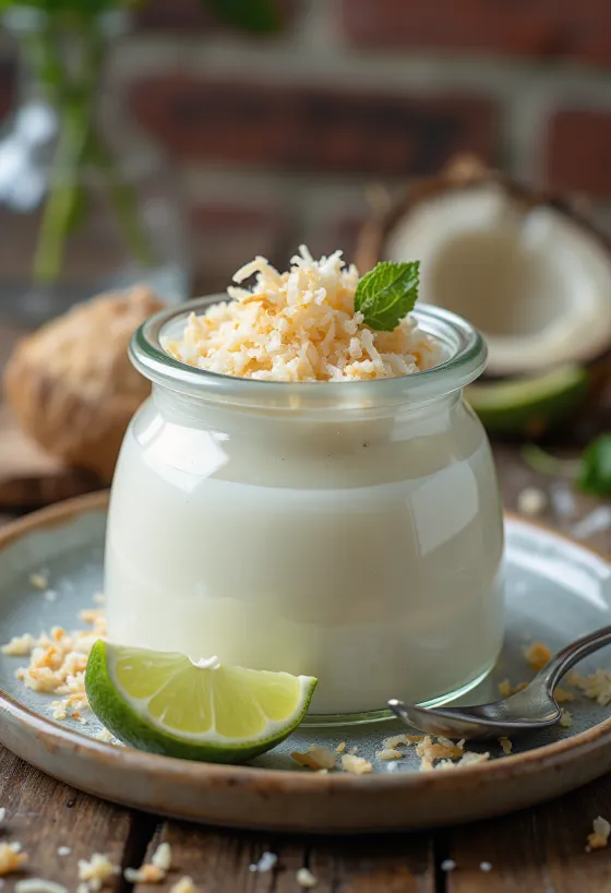 Panna cotta vegana al latte di cocco in bicchiere