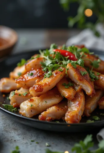 Orecchie di maiale alla griglia servite con coriandolo