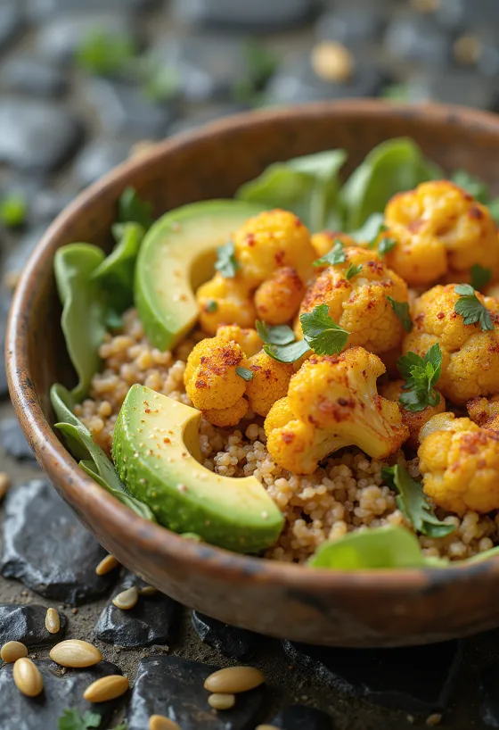 Buddha Bowl piccante al cavolfiore servita