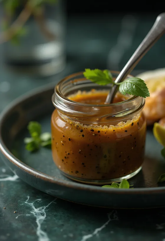Salsa alla senape e aceto balsamico servita