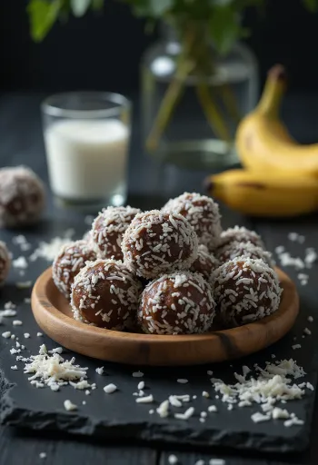 Palline al cocco e banana servite in una ciotola