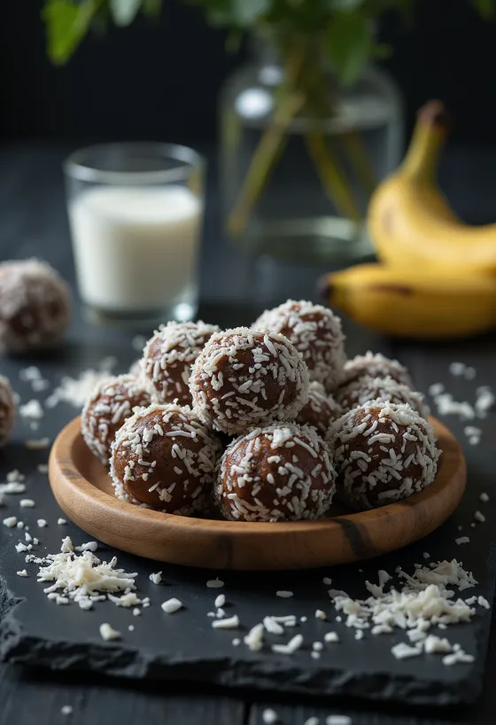 Palline al cocco e banana servite in una ciotola